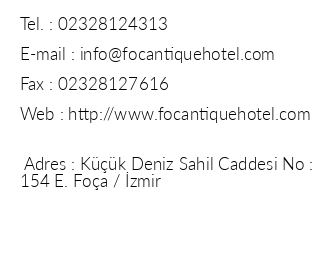 Focantique Boutique Hotel iletiim bilgileri
